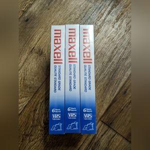 3 Maxwell Blank Tapes VHS T-120 VCR Video Cassette Standard Grade 6 Hour SEALED